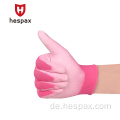 Hespax Safety Pink Strick PU beschichtete Schutzhandschuhe